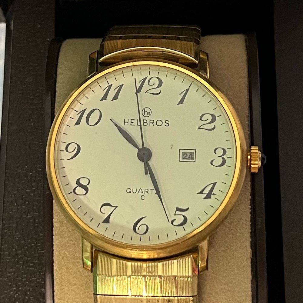 Rare Vintage Helbros watch with 10K gold plated flex band